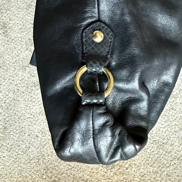 2012 Coach Ashley Satchel Handbag Black Leather Snake Print detail EUC - Picture 9 of 12